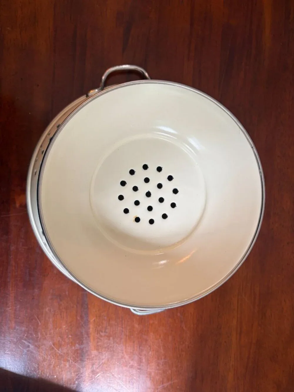 Vintage Pfaltzgraff Naturewood 5 Quart Large Metal Footed Colander/Strainer